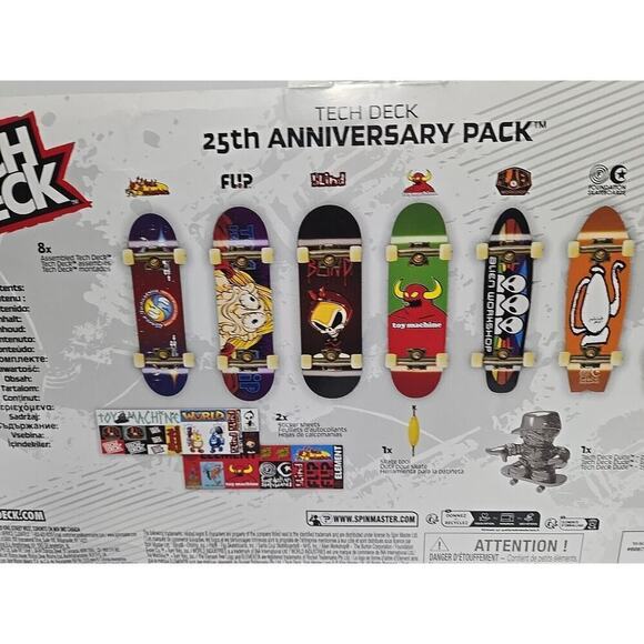 TECH DECK 25th Anniversary Pack 8 Fingerboards Silver Dude 96mm Limited NEW - Picture 12 of 16